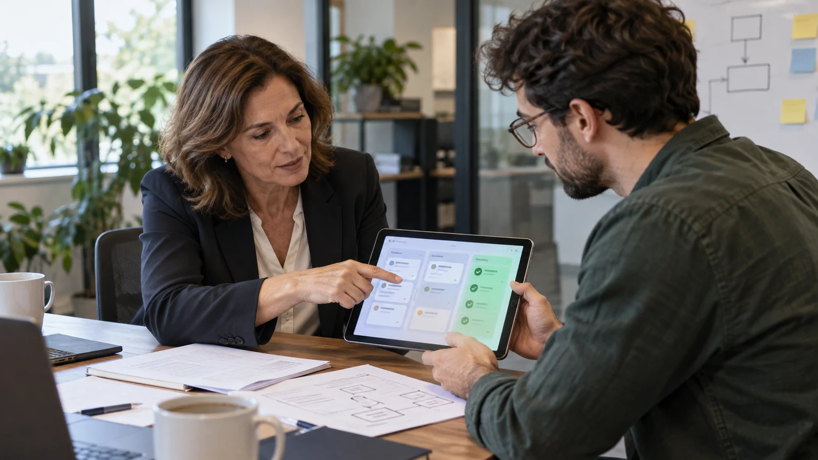生成工作情境示意：把紙本審批變成內部流程